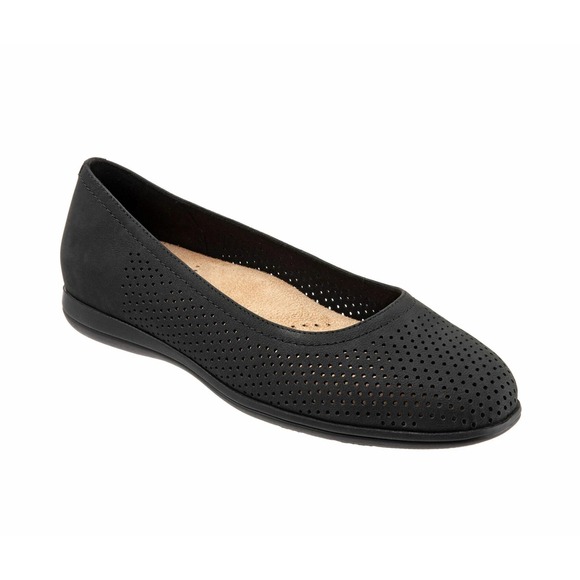 Trotters Darcey Black Perforated Flats Women's 7.5M – New With Tags - Picture 2 of 5